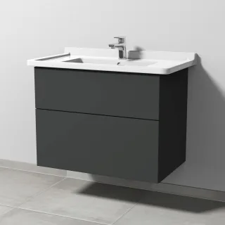 Sanipa 3way Waschtischunterbau zu Duravit Starck 3 Waschtisch mit 2 Auszügen, Graphit-Matt SP7111B