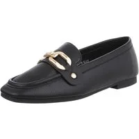 Ital-Design Elegante Loafers für Damen – Hoher Komfort & Stil Slipper (89092043) Blockabsatz Mokassins in Schwarz