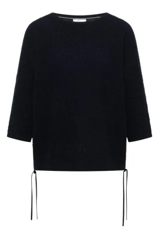 Cecil - Pullover in Waffelstruktur mit U-Boot-Ausschnitt blau - Gr. - XS