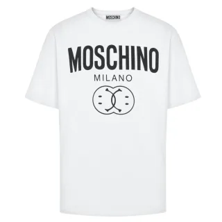 Moschino Milano - Weißes T-shirt Mit Doppel-smiley-logo