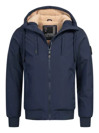 Alessandro Salvarini Herren Winterjacke AS-431 – Warm, Mit Teddyfellfutter & Kapuze
