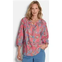 GOLDNER Schlupfbluse Viskosebluse mit Paisley-Muster Schlupfbluse mit Rundhals mit V-Schlitz, Bindeband und 3/4-Ärmeln