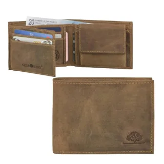 Geldbörse Leder antikbraun Querformat | Greenburry Vintage Portemonnaie mit 5 Kartenfächern. Kompakter Organizer für Herren und Damen aus Leder.