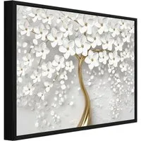 Wallarena Leinwandbild Baum Blumen - Beige - Elegant - Schlafzimmer, Baum, 60x40x2cm