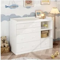 FUFU&GAGA Wickelkommode Wickelkommode mit Stauraum, Baby-Kommode weiß, MDF, 120×50×91,5 cm