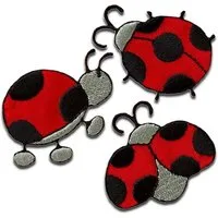 Mono-Quick Aufnäher Bügelbild, Aufbügler, Applikationen, Patches, Flicken, zum aufbügeln, Polyester, 3 Marienkäfer Tier - Größe: 3,8 x 2,8 cm