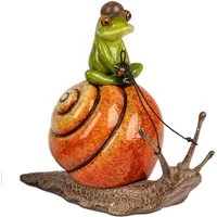 formano Dekofigur Frosch reitet auf Schnecke orange 14cm Froschfigur Kunststein (1 St)
