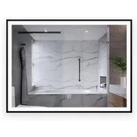 duschspa Badspiegel LED Spiegel mit Rahmen Schwarz Wandspiegel mit Beleuchtung 50-120cm, Kalt/Warm/Neutralweiß, dimmbar, Touch/Wandschalter, Memory