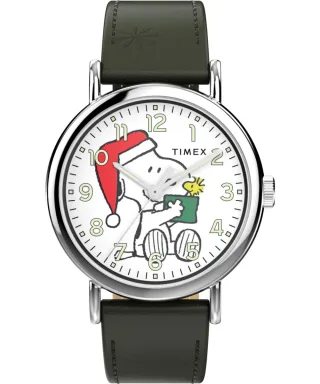 Timex Peanuts Weekender Main Line Grün Herren Armbanduhr TW2Y12400