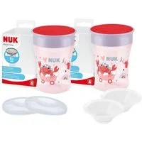 NUK Trinklernbecher NUK Magic Cup Bundle – 2x 230ml Rot + Zubehör, BPA-frei, ab 8 M.