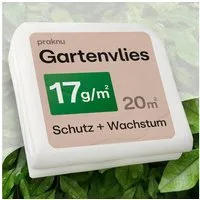 Praknu Gartenvlies 20m² Gartenvlies für Pflanzen 2 x 10m - 17g/m², (1-St), reißfest, UV-stabil, zuschneidbar, wasserdurchlässig, robust