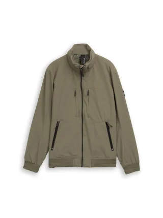 Tom Tailor - Blouson Jacke mit Kapuze im Stehkragen faded leaf green - Gr. - L
