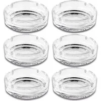 Coumo Aschenbecher 6x Glas Ascher, Transparent 11cm, für draussen, 6er Set - Ideal für Bistro, Gastro, Garten, Zuhause...