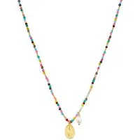 Yokoamii Perlenkette Y57 (1-tlg), Kette mit Anhänger gelbgold Süßwasser-Zuchtperle weiß