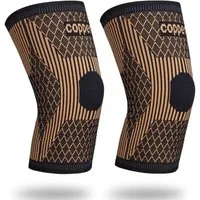 Blusmart Kniebandage Kniebandagen aus Kupfer, Unisex, 2er-Pack (Kniestütze, Bequem und atmungsaktiv), Kompressionsmanschette für Sport, Knieschmerzlinderung