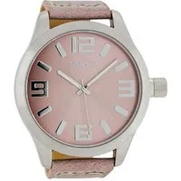 OOZOO Quarzuhr Basic Line Armbanduhr C1058 Pinkgrau Lederband mit Nieten 47 mm