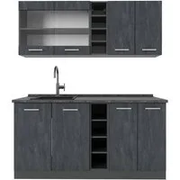 Vicco Küchenzeile R-Line, Schwarz Beton/Anthrazit, 160 cm AP Anthrazit