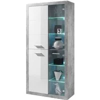 HBZ Highboard Stone weiß Hochglanz, Wohnzimmerschrank BxHxT 92x194x37 cm (1 St), Mit 2 Türen, 2 Glastüren, 4 Einlegeböden, 4 Glasböden, 2 feste Böden