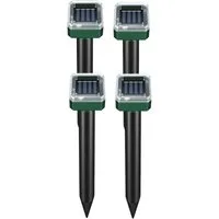 POPOLIC Ultraschall-Tierabwehr 4er-Pack solarbetriebene Maulwurfsabwehrgeräte, quadratisch, für Rasen und Garten, Schädlingsbekämpfung im Freien 4-tlg., hält Maulwürfe vom Grundstück fern, wasserdichte, Wühlmaus- und Mäuseabwehrgeräte für den Außenbe