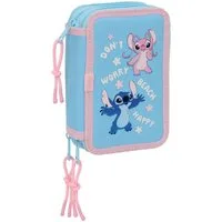 safta Federmäppchen Disney Stitch & Angel - Mäppchen Federmappe, 37 Teile, 3-fach gefüllt, (37-tlg., Mädchen), Reißverschluss