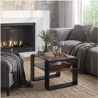 Vicco Couchtisch Helm, Antikholz/Schwarz, 65.6 x 55,8 cm mit Ablage (1-St)
