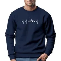 Neverless Sweatshirt Sweatshirt Herren Wandern Berge Herzschlag Outdoor Rundhals-Pullover