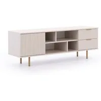 Lomadox Lowboard NADOR-132, 150cm breit, Kaschmir, goldfarbene Metallgriffe und -füße