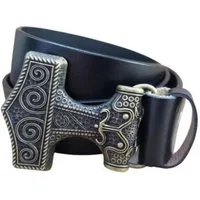Ware aus aller Welt Ledergürtel Wechselgürtel Gürtel in schwarz mit Thorshammer Mjölnir Gürtelschnalle