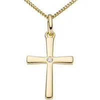 Firetti Kettenanhänger Schmuck Geschenk Gold 333 Halsschmuck Anhänger für Halskette Kreuz, mit Brillant