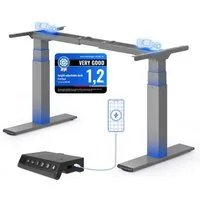FLEXISPOT Schreibtisch ValtreX E200 Elektrisch höhenverstellbarer Schreibtisch mit Dualmotor (2 Motore, 3-Fach-Teleskop, 4 Speicherplätze, höhenverstellbar von 60–125 cm, Geschwindigkeit 35 mm/s), Kollisionschutz Funktion, USB Ladeanschluss, MAX Load