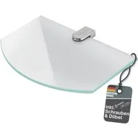 bonsport Badregal Glas Regal, Glasregal Milchglas halbrund 25.4 x 14 x 0.6 cm