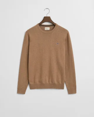 GANT - Klassischer Rundhalspullover aus Baumwolle dk sand melange - Gr. - XXXL