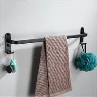 UE Stock Handtuchhalter Wand Handtuchhalter Handtuchstange mit 2 Haken Aluminium 60 cm Schwarz