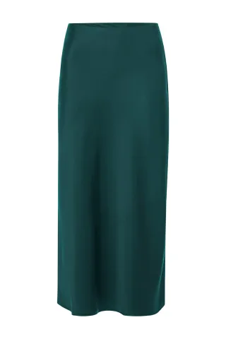 Rich & Royal - Satin Midi Skirt deep pine - Gr. - M