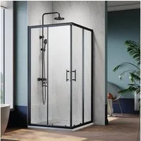 SONNI Eckdusche Eckdusche Duschkabine Eckeinstieg Schiebetüren,schwarze Höhe 195cm, BxT: 70x70 cm