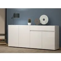 KITALY Sideboard in weiss, Lack Hochglanz - 180x80x38cm (BxHxT)