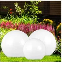 etc-shop LED Solarleuchte, LED-Leuchtmittel fest verbaut, Warmweiß, 3er Set LED Solar Leuchte Kugeln Steckleuchten Gartenlampe