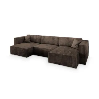 Masseno Wohnlandschaft, Braun, Kunststoff, 5-Sitzer, U-Form, 347x70x148 cm, Wohnzimmer, Sofas & Couches, Wohnlandschaften, Wohnlandschaften in U-Form
