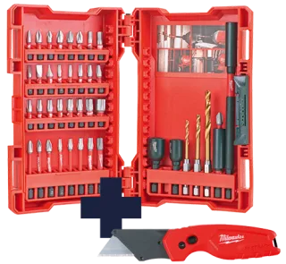 Milwaukee SHOCKWAVE Bit-Satz 40-tlg inkl. Cuttermesser schwarz/rot - 4932459763