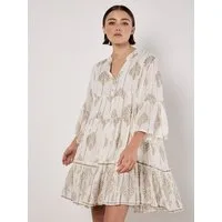 Apricot Druckkleid Paisley-Lurex-Tunika im Stufenlook