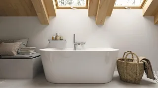 Neuesbad Serie 600 freistehende Badewanne aus Acryl, Vorwandmontage, 150cm NB1DEKDS_015W1