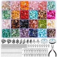 Zaewry Ketten und Armband Set Schmuck Selber Machen Set, 24 Farben Natürlicher Edelsteine, für Ringe, Ohrringe und Schmuckherstellung