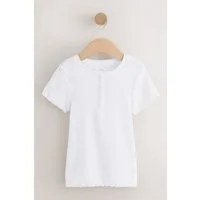Next T-Shirt Geripptes T-Shirt mit Knopfleiste (1-tlg)
