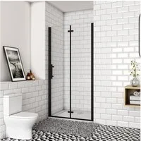 duschspa Dusch-Falttür 195cm Nano Glas Nischentür Dusche Schwarz Walkin Falttüren, Einscheibensicherheitsglas, Sicherheitsglas, Klarglas