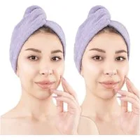 HAMMETEX Turban-Handtuch 2er Set Haarturban Damen, 100% Baumwolle, Flauschig & Schnelltrocknend, Frottier (Set, 2-St), Uni-Farben, weich