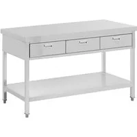 Royal Catering Arbeitstisch 150 x 60 cm Edelstahltisch mit Schubladen Gastro Edelstahl 400 kg