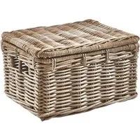 Kobolo Truhe Rattantruhe Kiste aus Rattan in kubu grey - groß (1 Stück, 1 St., mit Aufbewahrungsfach), Trucke mit Deckel