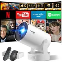 wowlink Mini Beamer Unterstützt 4K 1080P, Projektor mit WiFi 6, Bluetooth 5.4 Beamer (200 lm, 10000:1, 4K px, Automatische Trapezkorrektur mit HDMI/TV Stick/Laptop)