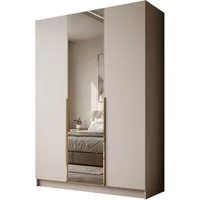 Lookway Kleiderschrank AUREL 3D KASCHMIR mit Spiegel Drehtürenschrank mit 3 Türen 100x210x57 cm
