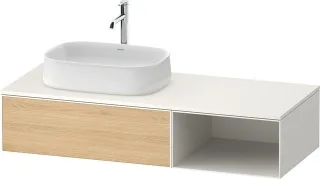 Duravit Zencha Konsolenwaschtischunterbau wandhängend Natur Eiche & Weiß Matt & Supermatt 1300x550x2 ZE4818030840000